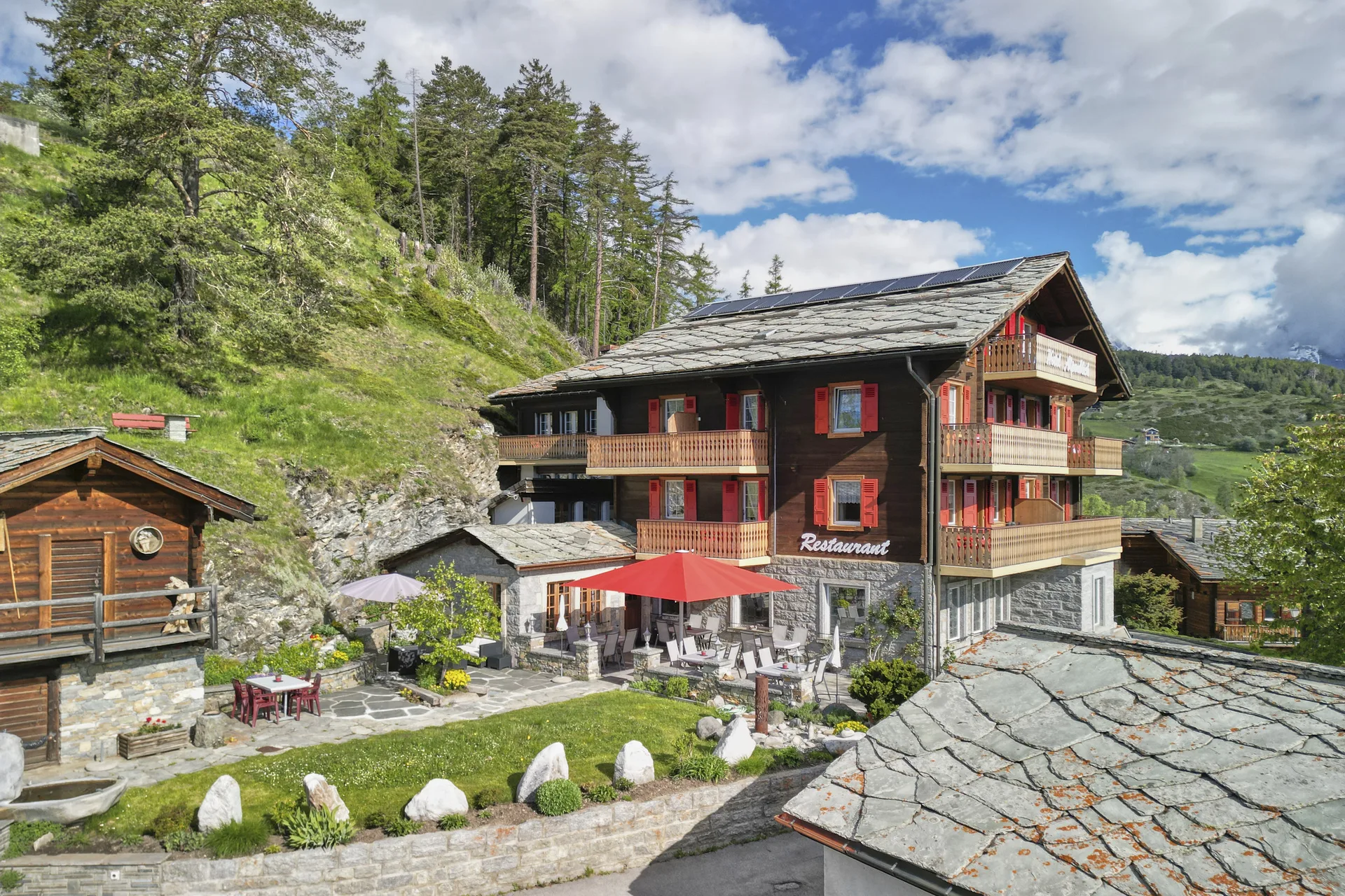 View of Zeneggen and the Rhone Valley from Hotel Alpenblick